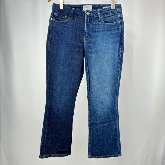 Frame Le Crop Two Toned Mini Bootcut Jeans in Blue Size 28‎ - Picture 1 of 8